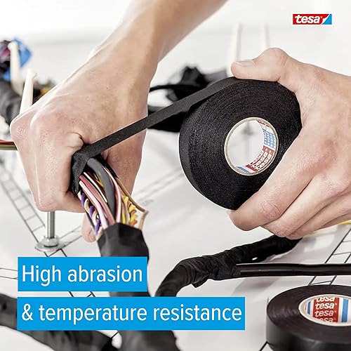 Tesa Nastro per cablaggio in tessuto PET [ignifugo] (51026): 3/4 in. x 27.3 yds. (Nero) - Honorern