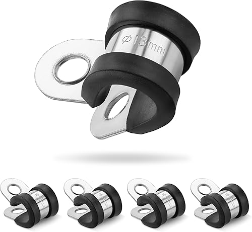 Poppstar 5x Fascette fermatubo a P in acciaio inox, campo di serraggio 25 mm, larghezza banda 20 mm, con profilo in gomma - Honorern