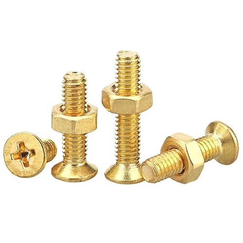 Ottone Kit di Bulloni e Dadi in Ottone Vite e Dado Kit con Viti per Macchina a Testa Piatta Phillips e Dadi Esagonali M2x8mm (50 Pezzi) - Honorern
