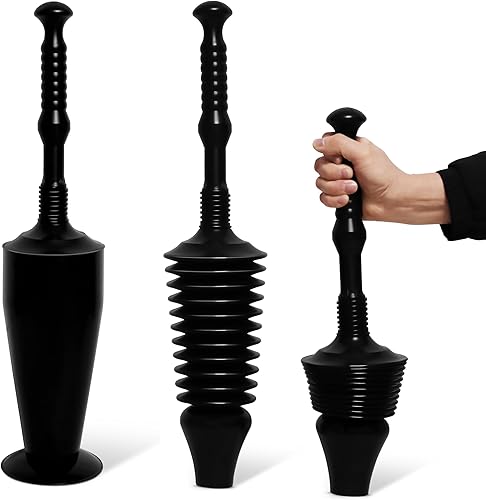 Pistone per WC con contenitore, potente sbloccante per sgombrare gli scarichi, strumento di aspirazione idraulico resistente e flessibile per sbloccare WC di tutti i tipi, 60 x 13 cm, - Honorern