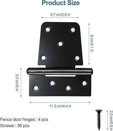 4pc Cerniere per Porte in Legno, Cerniere per Porte da 3.5', Cerniere Nuove con Angoli Piatti, con Viti, per Porte in Legno (17x15x2cm) - Honorern