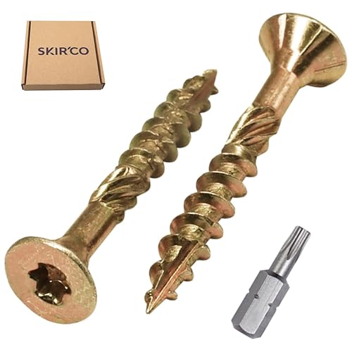 SKIR'CO (50 pezzi) universale in acciaio zincato 4,5 x 35 mm viti per legno gialle, testa svasata, testa torx, tipo 17, viti per truciolare - Honorern