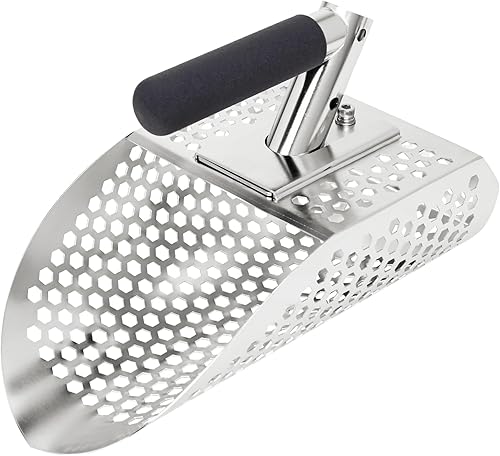 Pala per la rilevazione di metalli, in acciaio inox e acciaio inox, pala per metal detector, accessori per metal detector, rastrello per pulci di sabbia per la spiaggia, pala a a setaccio rapido - Honorern