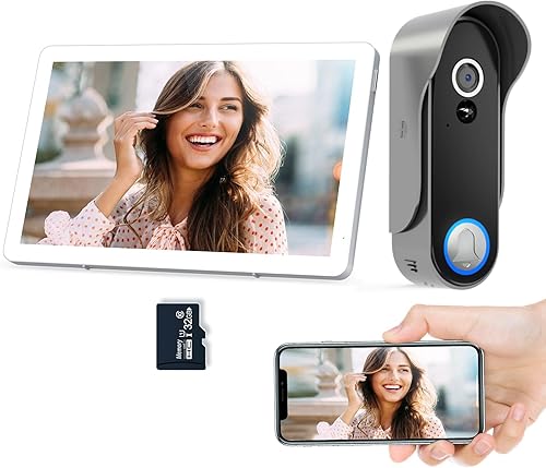 Wifi Videocitofono Senza Fili 1080p HD Ultrasottile da 8 Pollici,Supporto APP 'TUYA', Telecamera a 160 Gradi,Visione Notturna,Rilevamento del Movimento PIR,Archiviazione Video Gratuit,IP65 - Honorern
