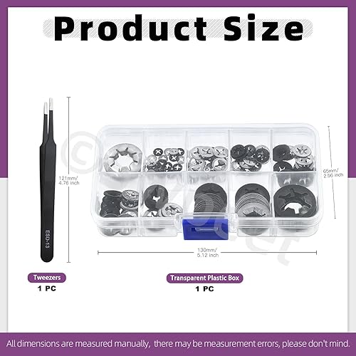 236 dischi di sicurezza in acciaio inox 304 con clip e dentata interna, con pinzette, set di dadi di sicurezza a molla push on per velocità - Honorern