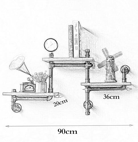 shelf Mensole da Muro Mensole a Muro Retro Parete a Tre Piani Portapacchi Industriale in Ferro battuto scaffalature da Muro for Bar Ristorante mensole Loft Living Room personalità Unica della Moda - Honorern