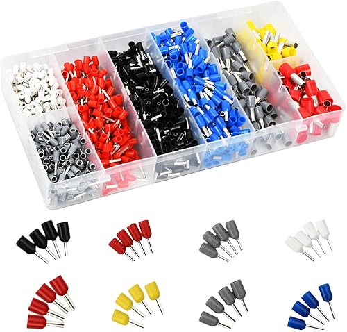 1200 Pezzi Puntalini Elettrici a Crimpare, Puntalini Elettrici Doppia, Puntalini a Crimpare, Terminali a Capicorda 0,5-10mm², Capicorda Elettrici per Cavi Elettrici - Honorern