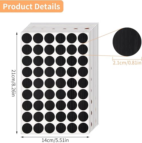 540 Pezzi Tappi Coprivite Adesivi 10 Fogli Tappo del Foro Vite Copre Adesivi 10 Stile 21 mm Autoadesivo Tappi di Copertura a Vite Stick Utilizzato per coprire i fori delle viti nei mobili - Honorern