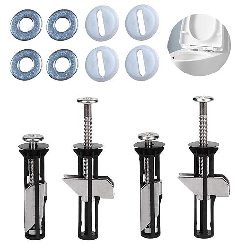 4 Pezzi Kit di Bulloni per Sedile WC, Viti per Cerniere Copriwater in Acciaio Inox, Accessori per La Manutenzione del Coperchio del Wc, Facile da Installare, Universale Lungo - Honorern