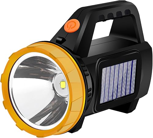 ALLOMN Torcia a LED solare, super luminosa, alimentata a energia solare, potente torcia ricaricabile con 3 modalità di illuminazione, lanterna portatile a LED per emergenza e campeggio all'aperto - Honorern