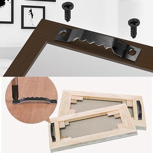 Foto Cornice Ganci Appendini da 40 mm, portafoto da 50 pezzi con cornice a dente, doppio foro con viti, dorato - Honorern