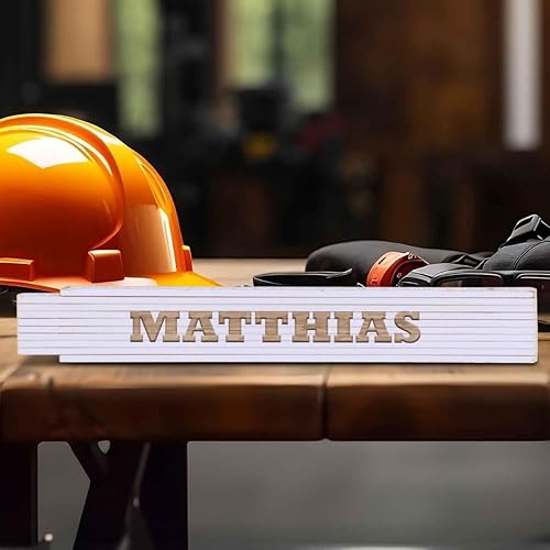 Metro pieghevole 2 metri con incisione o stampa UV – Personalizzato con nome o testo desiderato – Scala con indicatore angolare – Regali per uomini papà e nonno colore incisione - Honorern