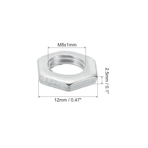 M8x1.0 Acciaio Dadi Esagonali 60pz Metrico Filettatura Finitura Zincata Hardware Dadi Vite Bullone Dispositivi Fissaggio per Lampade Macchinari Manutenzione 2.5mm Altezza - Honorern