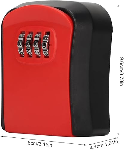 Scatola con Serratura a Combinazione, Scatola Porta Chiavi a Parete per la Casa (Rosso) - Honorern