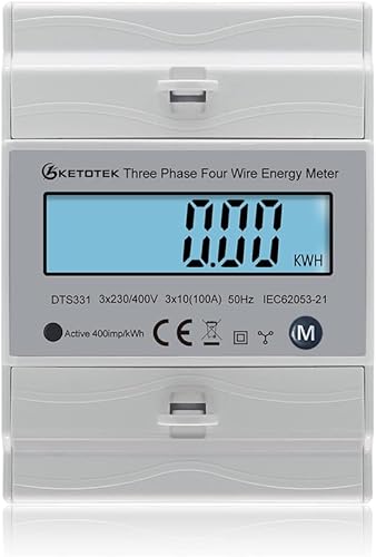 KETOTEK 3 fasi 4 fili elettrico AC amp volt misuratore di energia su guida din wattmetro bidirezionale consumo di elettricità in ingresso uscita totale kWh 3x230V/400V 10(100) A 50/60Hz DTS331 - Honorern