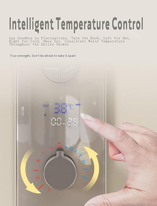 Miscelatore termostatico Doccia incasso - Set doccia incasso con soffione e doccetta, Kit Doccia Completo con LED Digital, Grigio - Honorern