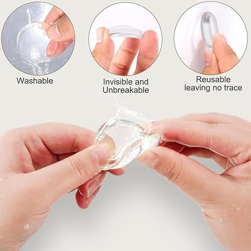 6 Pezzi Fermaporta Maniglia a Muro,40x8mm/50 * 8mm gommini trasparenti adesivi silicone,Fermaporta Paraurti da Parete, per cassetti porte finestre pareti ante(2 dimensioni) - Honorern