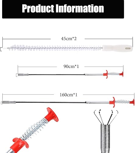 Pulitore di Scarico a Spirale, 4 Pezzi per la Pulizia dei Tubi, Lavandino, Vasca da Bagno, Fogne, WC - Honorern