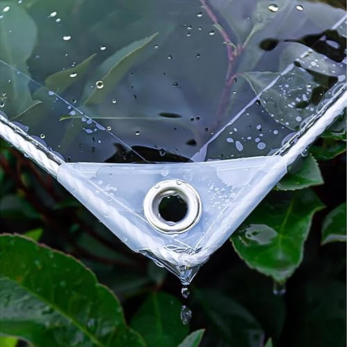 XINGWANGG Telo Impermeabile PVC Trasparente 0,3mm Telone di Protezione per Esterno,Gazebo,Balcone,Giardino,Tetto per Piante,Telo di Copertura con Occhielli,400g/㎡,Personalizzabile (220cm x 250cm) - Honorern