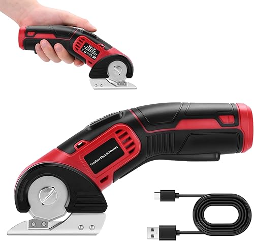 Forbici elettriche ricaricabili - 4V Forbici elettriche multifunzionali per carta con blocco di sicurezza tagliano fino a 6mm di spessore, taglia cartoncino taglia carta, lavori artigianali elettrici - Honorern