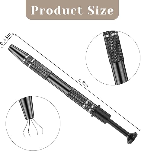 4 rebbi BGA Chip Pick Piercing Ball Grabber Tool 4-Claw Acciaio Inox Gioielliere Pick Up Strumento Grabber Pickup Strumento per Piccole Parti Pickup, IC Chip Componenti Elettronici Nero - Honorern