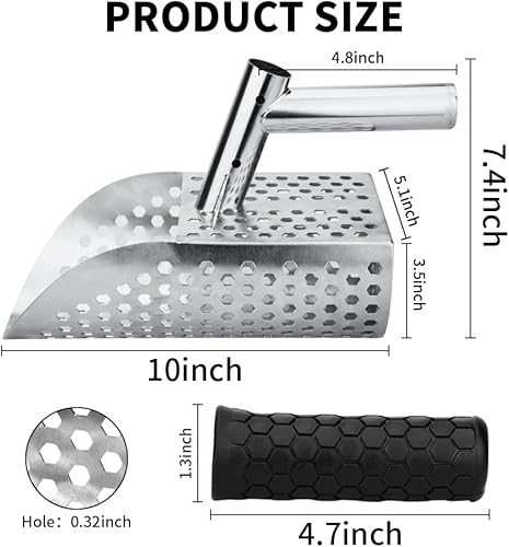 Pala da spiaggia Strumento di rilevamento dei metalli Hexahedron 8mm Foro in acciaio inossidabile Strumento di rilevamento rapido per rilevamento dei metalli da spiaggia - Honorern