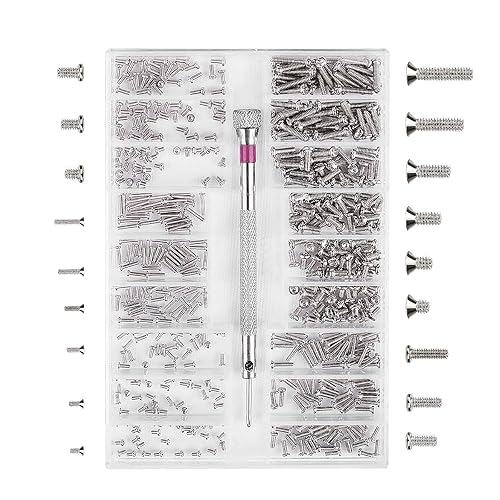500 pezzi Piccole viti Assortimento Kit M1.2 M1.4 M2 Acciaio Inox Micro Viti di Riparazione Piccole Viti con Cacciavite per Occhiali Laptop Gioielli Riparazione Orologi - Honorern