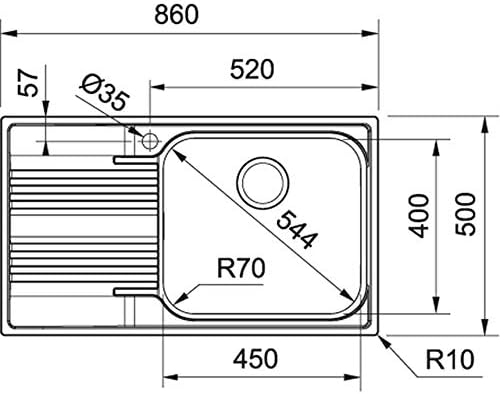 Franke 85864822 MAS18MT SRX 611-86 LB, Inox - Honorern
