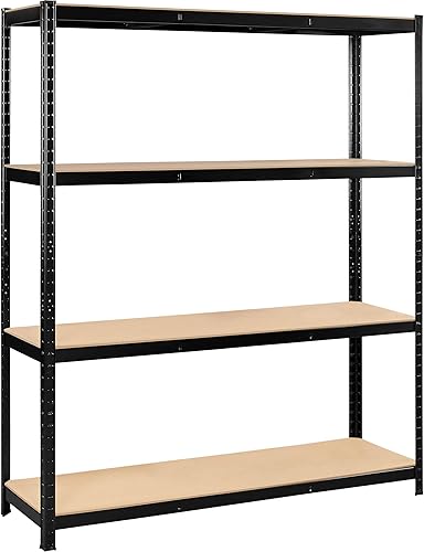 Scaffalatura a 4 Ripiani Massimo Carico 265 kg 150 x 45 x 180 cm Scaffale da Garage in Metallo Altezza Regolabile Montaggio senza Viti per Magazzino - Honorern