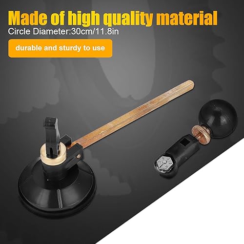 Taglia Vetro,Taglierina per Vetro, Facile da Leggere, con Ventosa Circolare, 6 Ruote, Compasso, tagliavetro Circolare per Professionisti per hobbisti(30cm) - Honorern