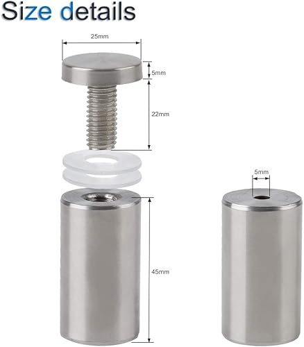 INCREWAY 8 pz Viti di supporto in vetro, 25 x 50mm In acciaio inox Montaggio a parete Pubblicità Nails vetro Connettore parete Supporto - Honorern