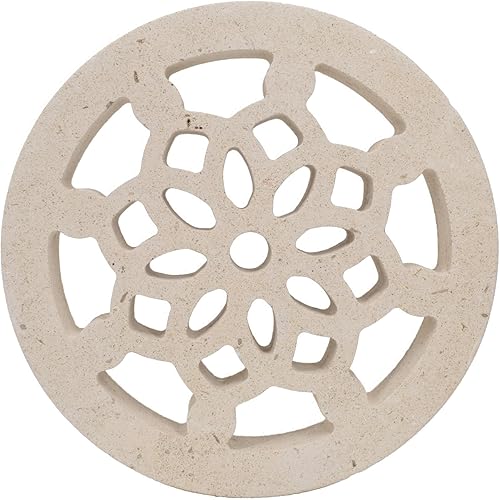 Griglia di aerazione e ventilazione in Pietra Leccese per tubo ø 100mm 120mm 150mm uso interno esterno con rete alluminio anti insetti e trattamento idrorepellente TUTTE LE MISURE GRPL002 MONTEDURO - Honorern