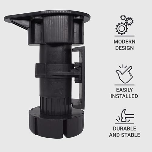 Confezione da 16 gambe nere regolabili in altezza per mobili con clip, piedini per mobili da cucina, gambe per armadietti, viti incluse (16) - Honorern