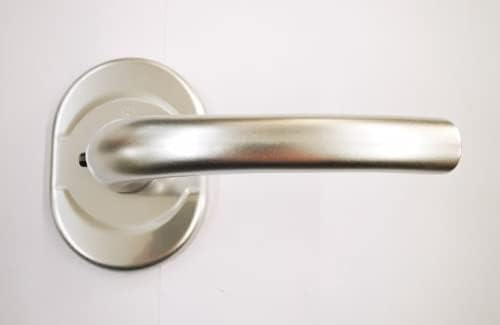 Kit maniglia+mostrina corta forma ovale mm.86x62 maniglieria per porta blindata sicurezza ATRA-DIERRE finitura cromo satinata F1 - Honorern