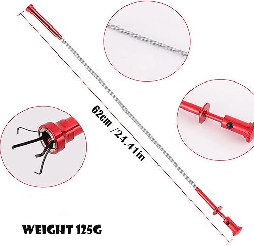 62 CM/24 IN Pickup Magnetici Rossi A 4 Griffe, PinzaTelescopica Prendi Oggetti Con LED, Per La pulizia Della Fogna Lavello Cucina Gancio Pulizia Lavandino Pinza Per Pulire Le Tubature - Honorern