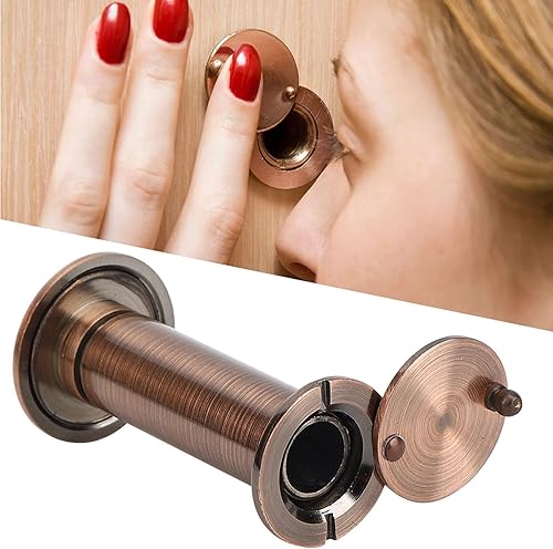 Spioncino Porta, 220 Gradi Spioncino Porta Blindata, Lega Porta Blindata Cat Eye Spioncino Porta con Cover Posteriore per Porte di Spessore 55-90mm (16mm-Colore Rosso Bronzo) - Honorern