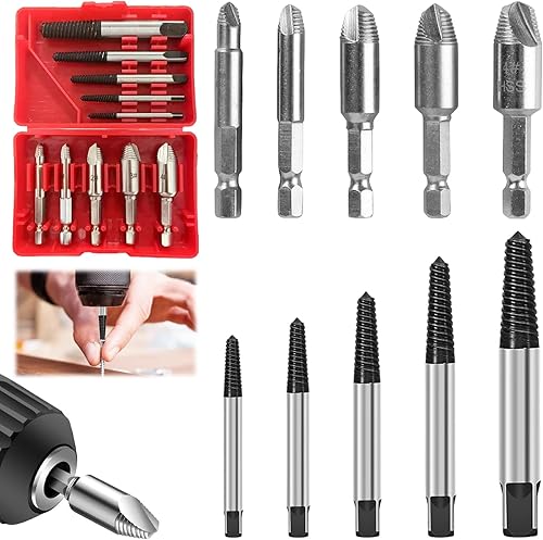 Set di Estrattore Viti da 10 Pezzi, Filettatura di Alta Precisione, per Estrattore per Viti Danneggiate, Robusto e Durevole, Ideale per Auto, Fai da te e Riparazioni (Argento) - Honorern