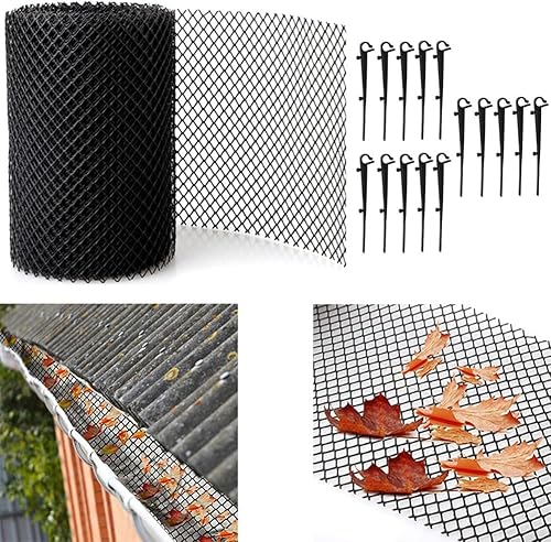 Protezione per grondaia, 18 cm x 8 m, in plastica, senza clip di fissaggio - Honorern