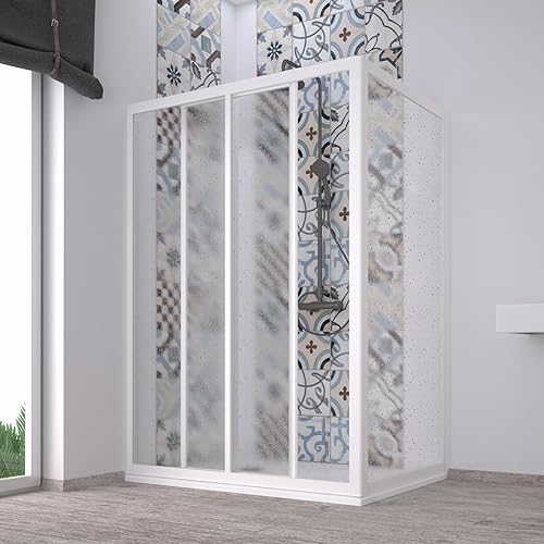 Box doccia angolare 'Acril' in Acrilico con profili in PVC apertura centrale riducibile 'Made in Italy' (Bianco, 70x110 cm) - Honorern