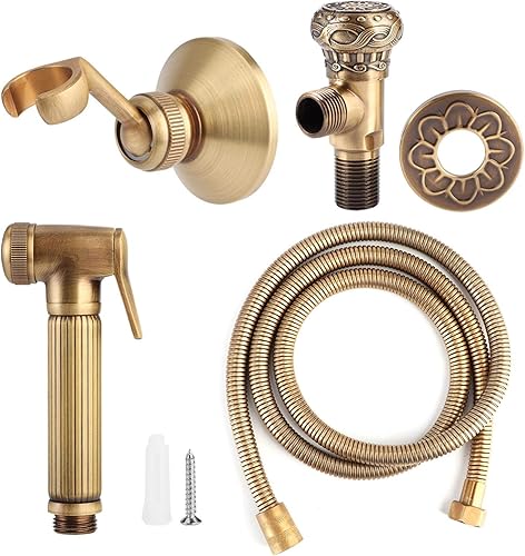 Spruzzatori per Bidet Set, Portatili Spruzzatore per Bidet in Ottone Vintage Soffione Doccia Incluso Staffa per Tubo Flessibile - Honorern