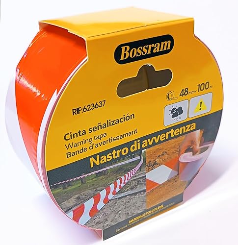 Nastro di Avvertenza 48mm x 100 MT Rosso/Bianco, Nastro Segnaletico per Zone Pericolose ed Inaccessibili, Rotolo100 metri - Honorern