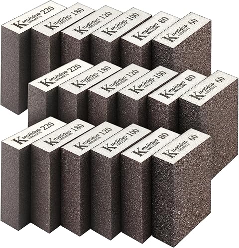 Spugna abrasiva per legno, 18 pezzi, 60/80/100/120/180/220, blocco abrasivo grosso e fine, per legno, levigatura a umido e asciutto, per la lavorazione del legno, sbavatura, levigatura domestica, - Honorern