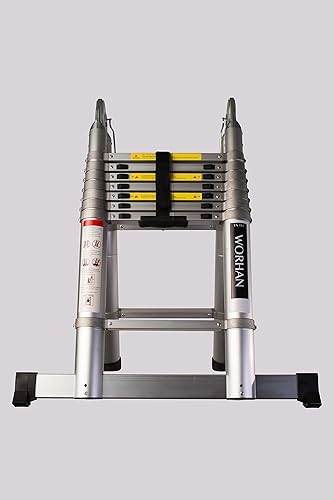 WORHAN Scala Con Anelli in Alluminio 3.8m Alu Doppia Telescopica Estensibile di Transporto Multiposizione Pieghevole Multifunzione Multiuso in Alluminio AK3.8+bag - Honorern