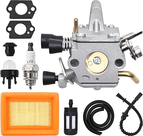 Carburatore per STIHL FS120 FS200 FS250 FS300 FS350 Decespugliatore, JRISBO Ricambi FS 250 Accessori Kit Carburatore 10 in 1 con Guarnizioni, Filtro Aria, Candela, Pompa, Tubo - Honorern