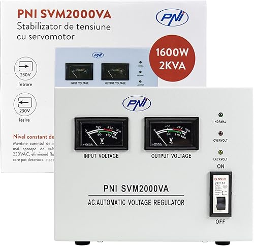 Stabilizzatore di tensione PNI SVM2000VA con servomotore, uscita 1600W, 7,2A, 230V - Honorern