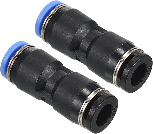 PATIKIL 1/4' a 6mm Riduzione Connessione a Pressione Aria Tubo Raccordo, 2pz Dritto Unione Riduttore Pneumatico Rapida Connessione Raccordi, Nero & Blu - Honorern