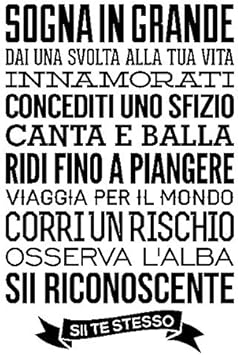 ADESIVI MURALI PER LA CASA WALL STICKERS SOGNA IN GRANDE STICKER FRASE AFORISMA ADESIVO MURALE (Cm 30X60, Nero) - Honorern