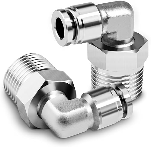 304 Gomito maschio in acciaio inox 6 mm OD tubo x M5 filettatura 90 Raccordi push to connect PL5-M5 (confezione da 2) - Honorern