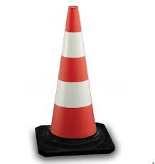 Cono in gomma altezza 50 cm con 3 fasce rifrangenti classe 1 - Honorern