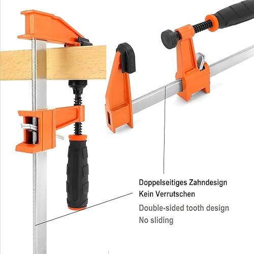Morsetti a vite, 4 pezzi/confezione professionale, lunghezza 450 mm, larghezza 110 mm, morsetto a F in acciaio, larghezza 350 mm, profondità di serraggio 80 mm, guida in acciaio dentato - Honorern